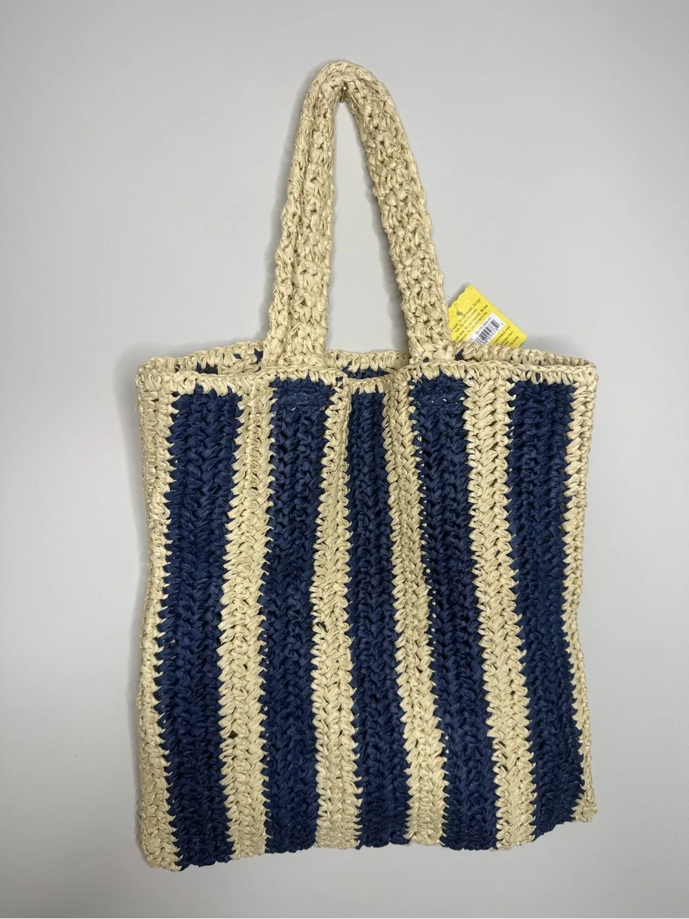 Ashland Navy and Cream Striped Crochet Shoulder Bag